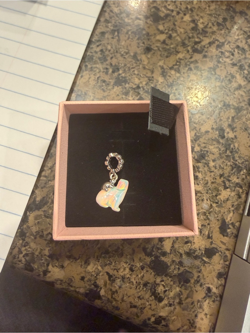 Kids Iridescent Puppy Charm Pendant - Pink
